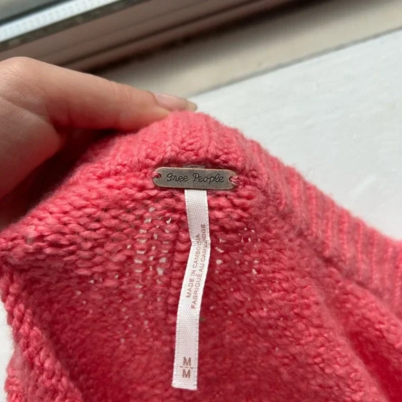 Free People Oversized Off-the-Shoulder Coral Sweater - Picture 8 of 11